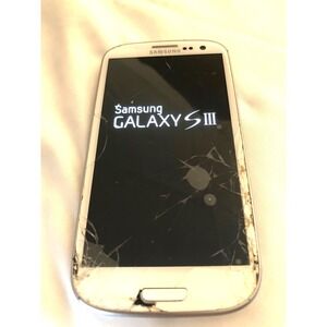 Samsung Galaxy S III Verizon 16GB White – Locked, Cracked, extra battery
